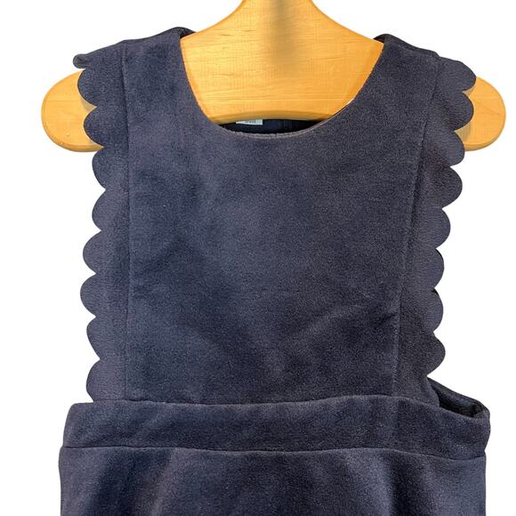 VTG Spain CiGirls Suede Like Scalloped Navy Lined Pinafore Holiday Recital 7/8 - Picture 2 of 13